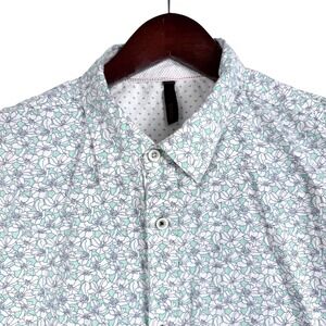 Smash‎ Button Down Shirt Mens XL Floral Mint Green Short Sleeve Summer Tropical